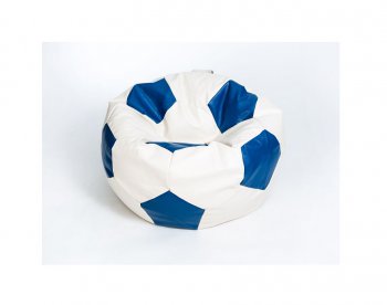 Кресло-мешок Мяч большой Экокожа бело-синее в Челябинске - mebel-74.com | фото