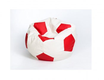 Кресло-мешок Мяч большой Экокожа бело-красное в Челябинске - mebel-74.com | фото