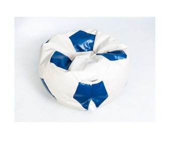 Кресло-мешок Мяч большой Экокожа бело-синее в Челябинске - mebel-74.com | фото