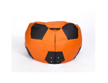 Кресло-мешок Мяч большой Экокожа оранжево-черное в Челябинске - mebel-74.com | фото