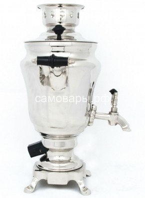 Электрический самовар из латуни никелированный на 1,5 литра форма "Тюльпан" с защитой от выкипания в Челябинске - mebel-74.com | фото