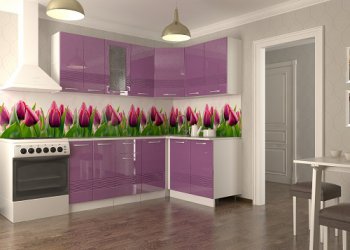 Кухонный гарнитур угловой Волна 1800 (фиолетовый металлик) в Челябинске - mebel-74.com | фото