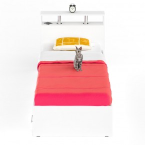 Камелия Кровать с ящиками 0900, цвет белый, ШхГхВ 93,5х217х78,2 см., сп.м. 900х2000 мм., без матраса, основание есть в Челябинске - mebel-74.com | фото