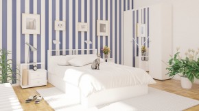 Камелия спальня № 1 Кровать 1400 + Две тумбы + Шкаф 4-х створчатый, цвет белый, сп.м. 1400х2000 мм., б/м, основание есть в Челябинске - mebel-74.com | фото