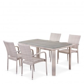 Комплект плетеной мебели T256C/Y376C-W85 Latte (4+1) + подушки на стульях в Челябинске - mebel-74.com | фото