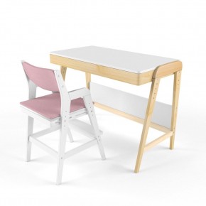 Комплект растущий стол и стул с чехлом 38 попугаев «Вуди» (Белый, Белый, Розовый) в Челябинске - mebel-74.com | фото
