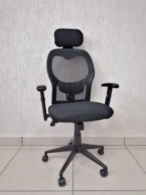 Кресло Barneo K-128 для персонала (черная ткань черная сетка) в Челябинске - mebel-74.com | фото
