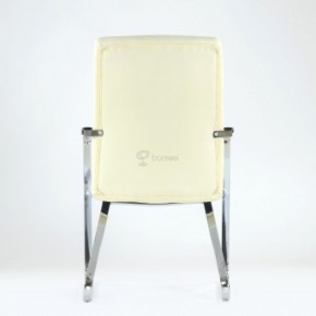 Кресло Barneo K-25 для посетителей и переговорных (хром, бежевая экокожа) в Челябинске - mebel-74.com | фото