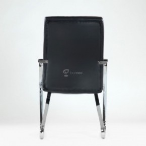 Кресло Barneo K-25 для посетителей и переговорных (хром, черная экокожа) в Челябинске - mebel-74.com | фото
