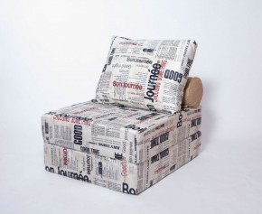 Кресло-кровать-пуф бескаркасное Прайм (Газета) в Челябинске - mebel-74.com | фото