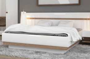 Кровать 160/TYP 94-01 с подъемником, LINATE ,цвет белый/сонома трюфель в Челябинске - mebel-74.com | фото