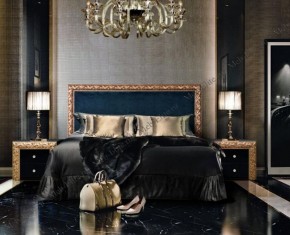 Кровать 2-х спальная (1,8 м) Тиффани Premium черная/золото с мягким элементом (Антрацит) с подъемным механизмом (ТФКР180-3[3](П) в Челябинске - mebel-74.com | фото