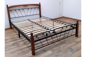 Кровать "Муза 1" КМД10 Черная (1600*2000) (ножки-махагон) с коваными изделиями в Челябинске - mebel-74.com | фото