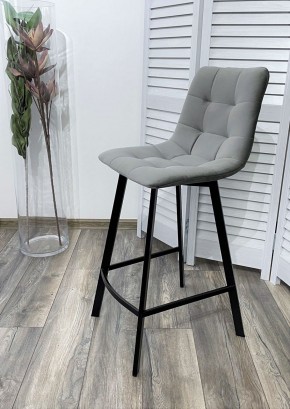 Полубарный стул CHILLI-QB SQUARE светло-серый #26, велюр / черный каркас (H=66cm) М-City в Челябинске - mebel-74.com | фото