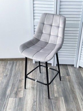 Полубарный стул ХОФМАН, цвет H-09 Светло-серый, велюр / черный каркас H=63cm М-City в Челябинске - mebel-74.com | фото