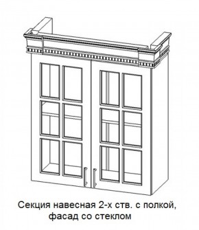 Секция навесная 2-х ств. с полкой "Верона", фасад со стеклом (800) в Челябинске - mebel-74.com | фото