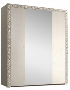 Шкаф 4-х дв. (с зеркалами) Premium слоновая кость/серебро (ТФШ1/4(П) в Челябинске - mebel-74.com | фото