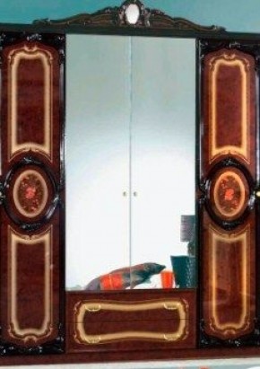 Шкаф 4-х дверный с зеркалами (01.144) Роза (могано) в Челябинске - mebel-74.com | фото