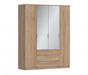 Шкаф 4х дверный с зеркалами Николь СБ-2595/1 (Дуб Сонома) в Челябинске - mebel-74.com | фото