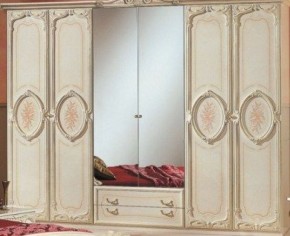 Шкаф 6-и дверный с зеркалами (01.146) Роза (беж) в Челябинске - mebel-74.com | фото