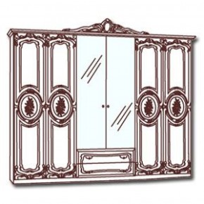 Шкаф 6-и дверный с зеркалами (01.146) Роза (могано) в Челябинске - mebel-74.com | фото