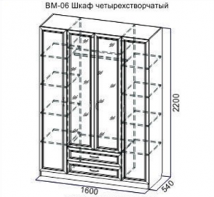 Шкаф четырехстворчатый Вега ВМ-06 в Челябинске - mebel-74.com | фото