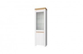 Шкаф с витриной  1V1D, TAURUS, цвет белый/дуб вотан в Челябинске - mebel-74.com | фото