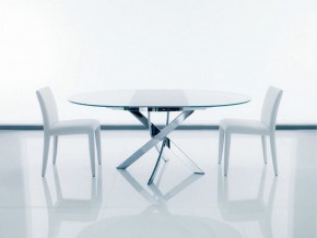 Стол BARONE (01.92) G093 хром/С150 э-бел. гл. стекло, L021алюм.вставка в Челябинске - mebel-74.com | фото