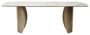 Стол BRONTE 220 KL-188 Контрастный мрамор матовый, итальянская керамика/ Шампань, ®DISAUR в Челябинске - mebel-74.com | фото