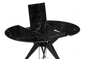 Стол стеклянный Рикла 110(150)х110х76 черный мрамор / черный в Челябинске - mebel-74.com | фото