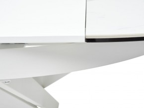 Стол TRENTO 120 HIGH GLOSS STATUARIO Белый мрамор глянцевый, керамика/ белый каркас, ®DISAUR в Челябинске - mebel-74.com | фото
