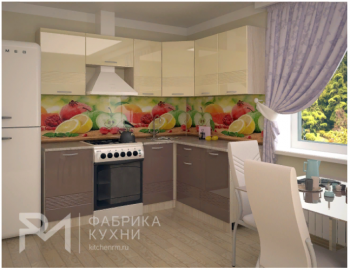 Кухонный гарнитур угловой Волна 2100 (ваниль/капучино) в Челябинске - mebel-74.com | фото