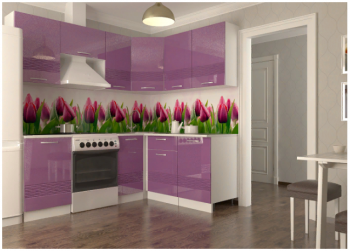 Кухонный гарнитур угловой Волна 2100 (фиолетовый металлик) в Челябинске - mebel-74.com | фото